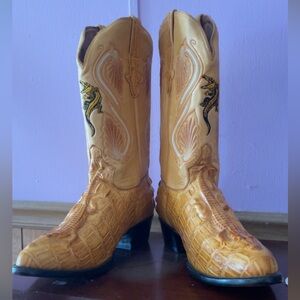 El GENERAL 1901 LEATHER CAIMAN ALLIGATOR BOOTS, MADE IN MEXICO, 11 1/2